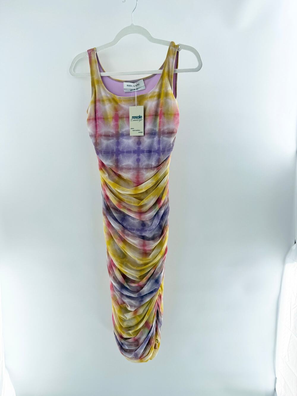 Prabal Gurung Sleeveless Ruched Ombre Tank Midi Dress Multicolor Women's Large